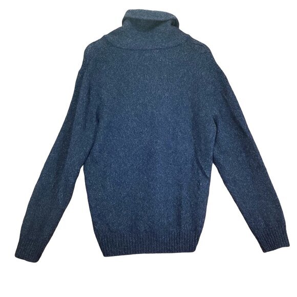 DANIELE BLASI Womens Sweater SZ L Mock Neck Wool Knit Ribbed Navy Long Sleeves - Picture 2 of 10